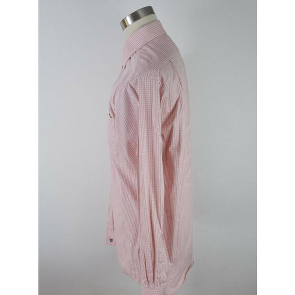 Henry Jacobson Mens Fine 2 Ply Button Up Pink Plaid Dress Shirt 15 34/35 - Picture 5 of 9